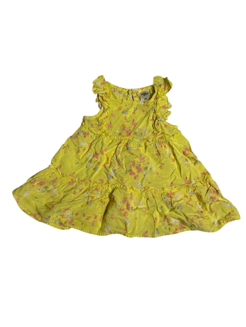 OshKosh B'gosh Yellow Floral Ruffle Baby Girl Dress Size 9 Months